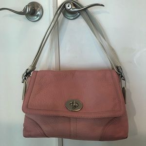 Coach Hampton Flap Pink Pebble Leather Purse